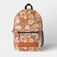 Retro Groovy Orange Floral Girl