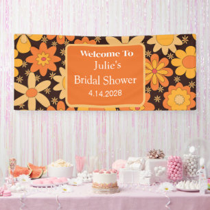 Retro Groovy Orange gelbes Brautparty Banner