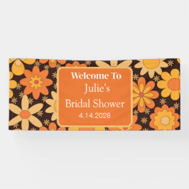 Retro Groovy Orange gelbes Brautparty Banner