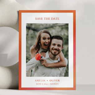 Retro Groovy Orange Lustiger Sommer-Gradient-Hochz Save The Date