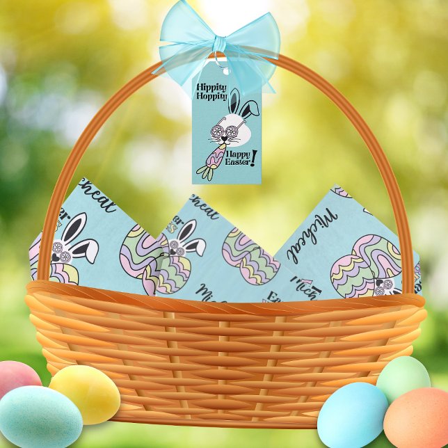 Retro Groovy Ostern Personalisiertes Seidenpapier (Listing is for the tissue paper lining the basket the gift tag is sold separately in this Collection)