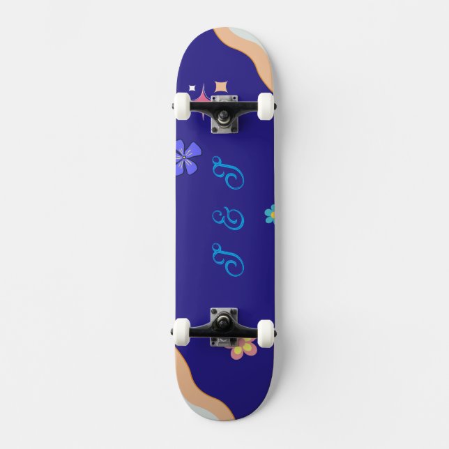 Retro Groovy Pastel Floral Aesthetic  Skateboard (Vorderseite)