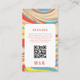 Retro Groovy Pastel Marble QR Code Begleitkarte
