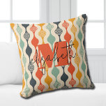 Retro Groovy Pattern Kissen<br><div class="desc">Your monogram and first name highlight a retro mod circle pattern in a groovy color palette, this throw pillow is fun for you, your kids, college dorm rooms or give as a gift. (You can remove the monogram and first name, just leave the personalization blank.)</div>