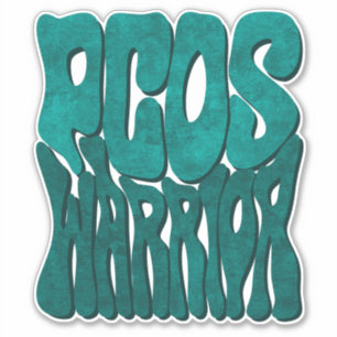 Retro Groovy PCOS WARRIOR Aquamarines Band-Bewusst Aufkleber