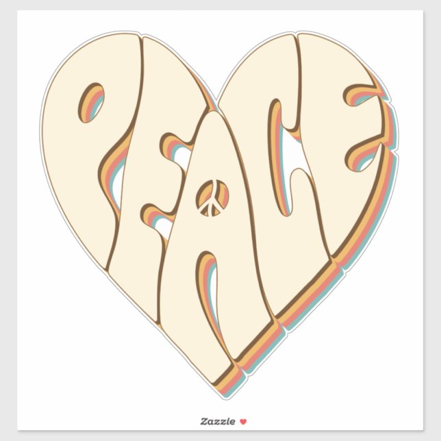Retro Groovy Peace Heart Inspiration Essential Aufkleber (Blatt)