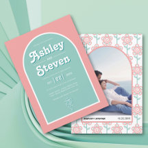 Retro Groovy Peach and aqua 70er inspiriert Hochze