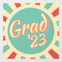 Retro Groovy Peachy Abschluss Grad Klasse 2023
