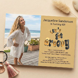 Retro Groovy Photo 60th Birthday Party Einladung