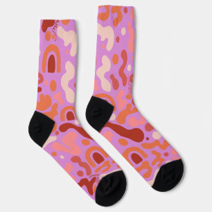 Retro Groovy Pink Abstrakte Muster Socken