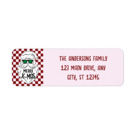 Retro Groovy Pink Checkered Santa Claus Christmas