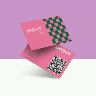 Retro Groovy Pink & Green Abstrakt Makeup Artist Visitenkarte