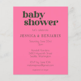 Retro Groovy Pink Green Baby Dusche einladen