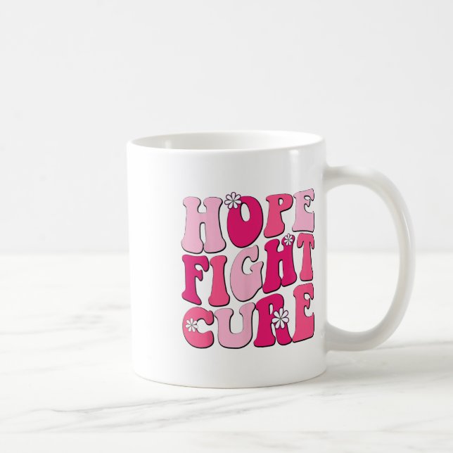 Retro Groovy Pink Hope Fight Cure Brustkrebs Aw Kaffeetasse (Rechts)