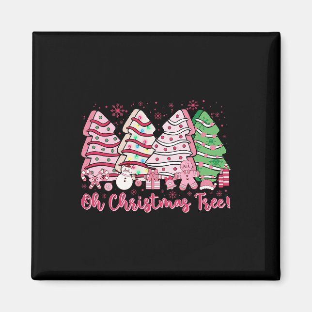Retro Groovy Pink Oh Christmas Tree Cakes Debbie C Magnet (Vorne)