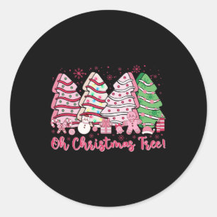 Retro Groovy Pink Oh Christmas Tree Cakes Debbie C Runder Aufkleber