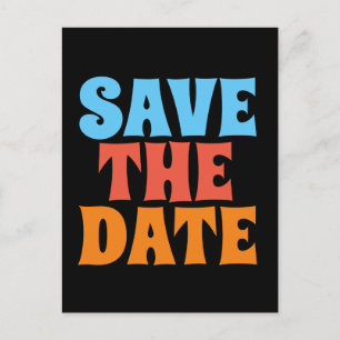 RETRO GROOVY POSTKARTEN 1960ER SAVE THE DATE