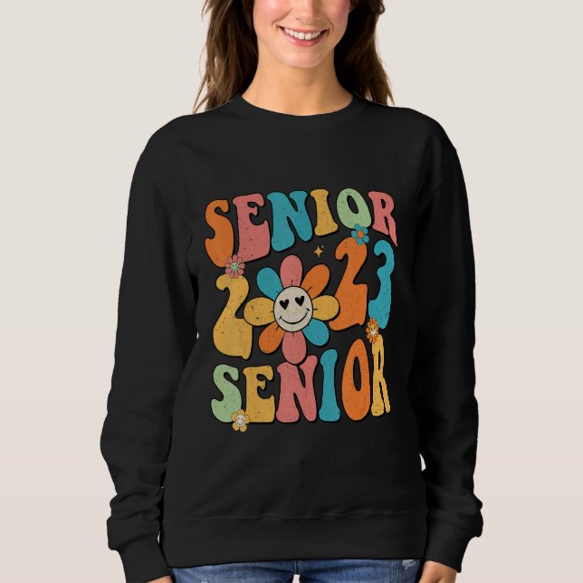 Retro Groovy Proud Mom Senior 2023 Hippie Floral G Sweatshirt (Vorderseite)