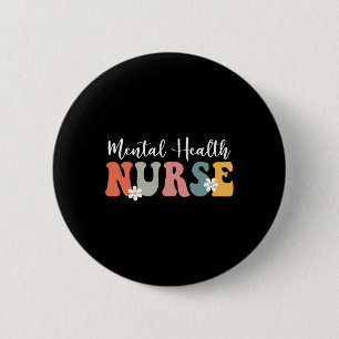 Retro Groovy Psychiaterie Krankenschwester Für Fra Button