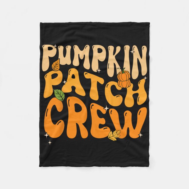 Retro Groovy Pumpkin Patch Crew Erntedank Fall Fleecedecke (Vorderseite)
