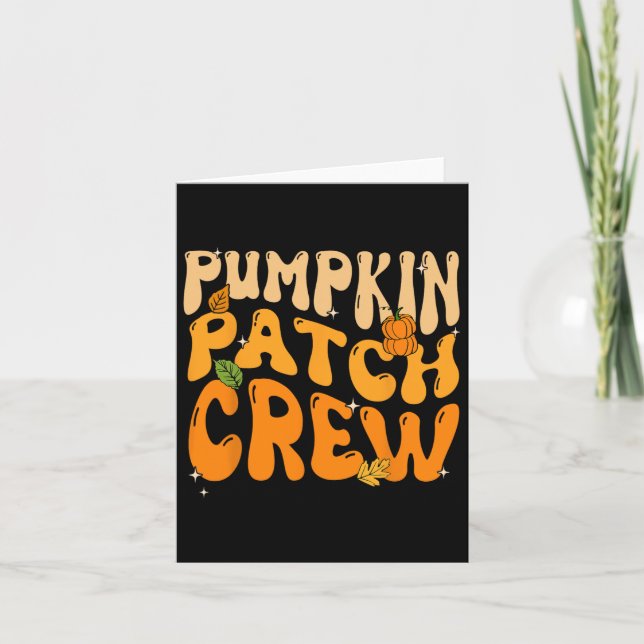 Retro Groovy Pumpkin Patch Crew Erntedank Fall Karte (Vorderseite)