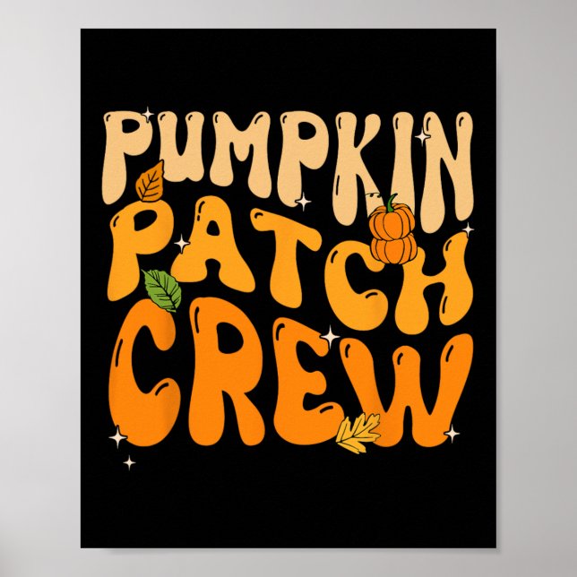 Retro Groovy Pumpkin Patch Crew Erntedank Fall Poster (Vorne)