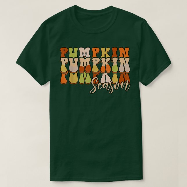 Retro Groovy Pumpkin Saison Herbst Leaves Fall als T-Shirt (Design vorne)