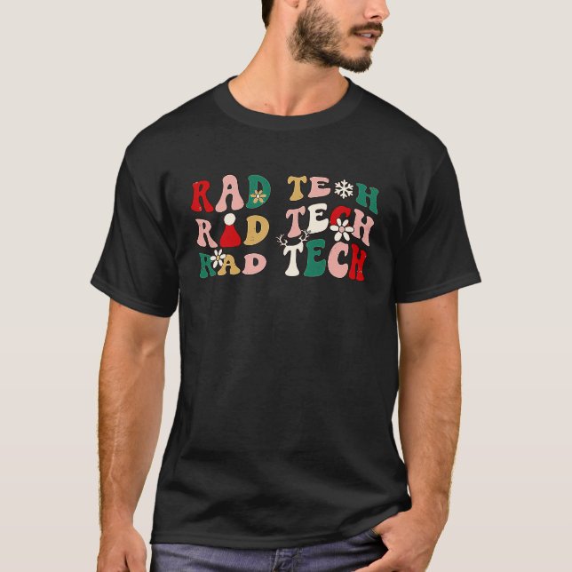 Retro Groovy Rad Tech Radiologist  Christmas Radio T-Shirt (Vorderseite)