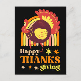 Retro Groovy Rainbow Türkei Black Thansgiving Postkarte