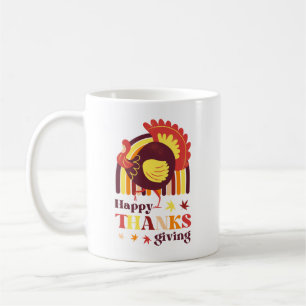 Retro Groovy Rainbow Turkey Fall Erntedank Kaffeetasse