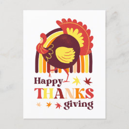Retro Groovy Rainbow Turkey Fall Erntedank Postkarte