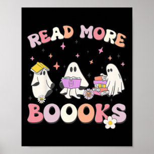 Retro Groovy Read More Books Ghost Boo ghoul lusti Poster