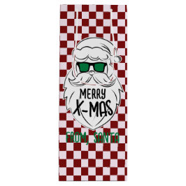 Retro Groovy Red Checkered Santa Claus Christmas Geschenktüte Für Weinflaschen