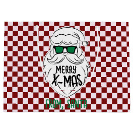 Retro Groovy Red Checkered Santa Claus Christmas Große Geschenktüte