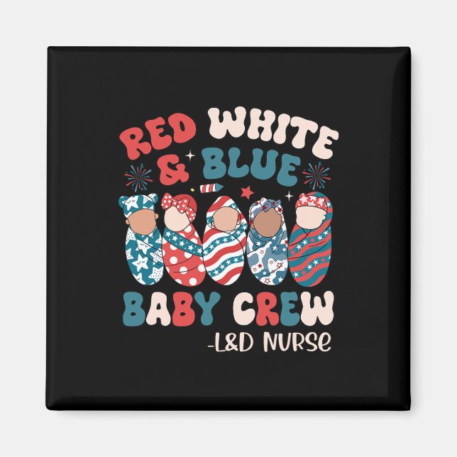 Retro Groovy Red White Blue Magnet (Vorne)