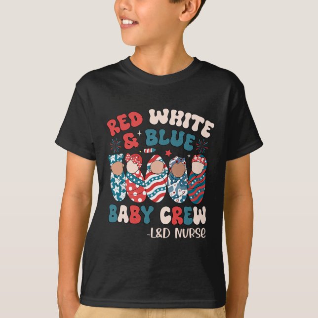 Retro Groovy Red White Blue T-Shirt (Vorderseite)