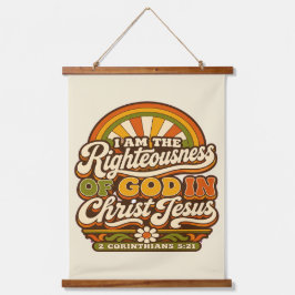 Retro Groovy Regenbogen Schriftstoff Boho Dekor Wandteppich Mit Holzrahmen