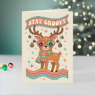 Retro Groovy Rentier Frohe Weihnachten
