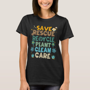 Retro Groovy Rett Bees Rescue Animals Recycle Spaß T-Shirt