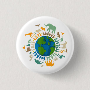 Retro Groovy Rette Bienen Retten Tiere Recyceln Sp Button