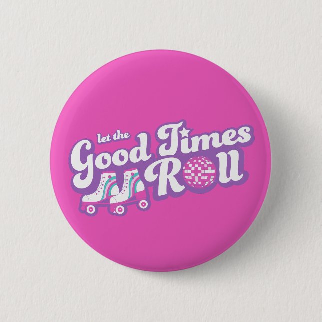 Retro Groovy Roller Disco Party Button (Vorderseite)