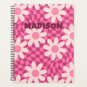 Retro Groovy Rosa Gänseblümchen personalisiertes N Planer