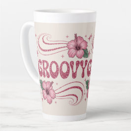 Retro Groovy Rosa Hibiskus-Latte-Tasse Milchtasse
