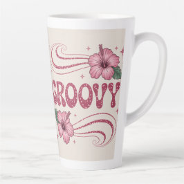 Retro Groovy Rosa Hibiskus-Latte-Tasse Milchtasse