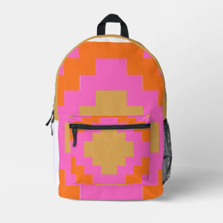 Retro Groovy Rosa Orange Geometrisch Bedruckter Rucksack