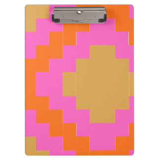 Retro Groovy Rosa Orange Geometrisch Klemmbrett