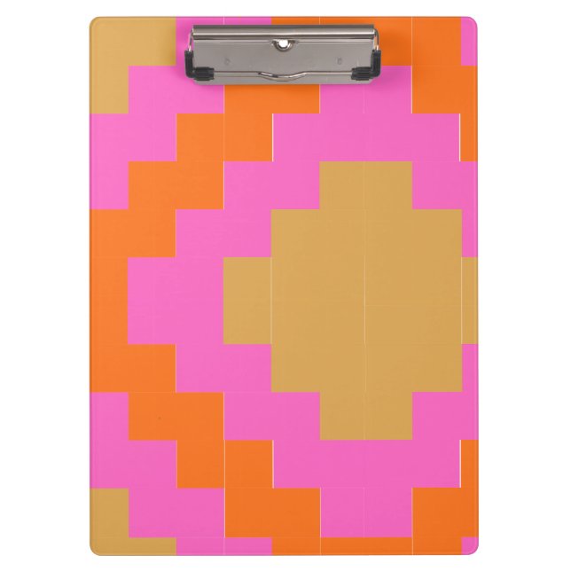 Retro Groovy Rosa Orange Geometrisch  Klemmbrett (Vorderseite)