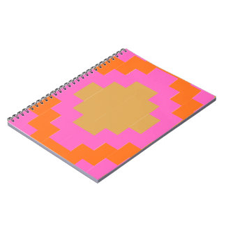Retro Groovy Rosa Orange Geometrisches Schulheft Notizblock
