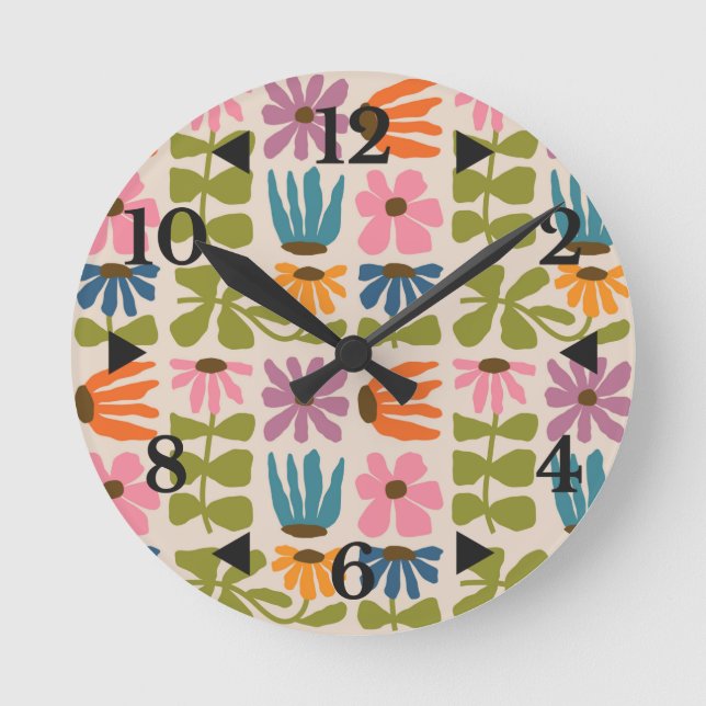 Retro Groovy Runduhr Runde Wanduhr (Vorderseite)