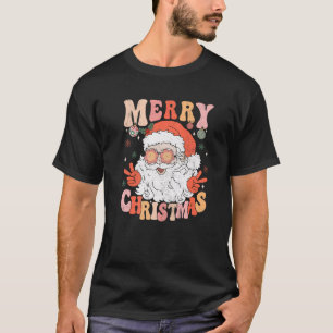Retro Groovy Santa Claus Frohe Weihnachten 2023 Wo T-Shirt